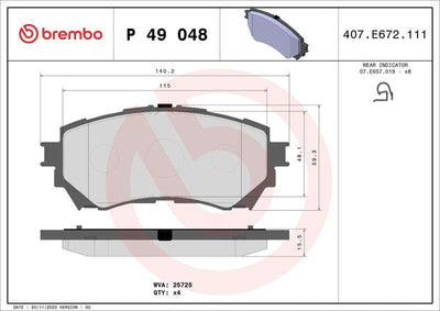 Brembo P49048 Brake Pad Brake Front Mazda 6 2013> — Brake Pads