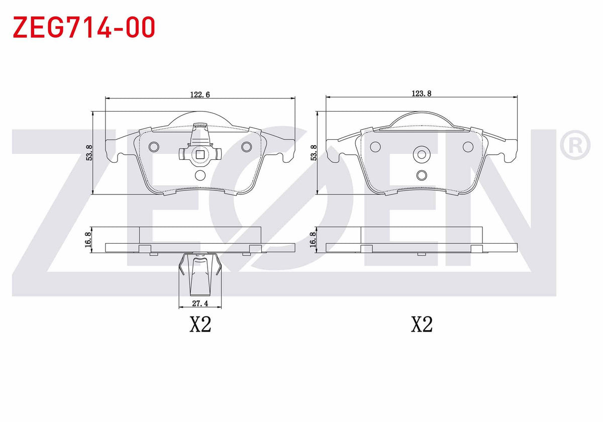 Zegen ZEG714-00 Brake Pad Rear Volvo C70 I 2.0 1998-2005 / S60 I 2.0 T5 2000-2010 / S80 I 3.0 T6 1998-2006 / V70 — Brake Pads