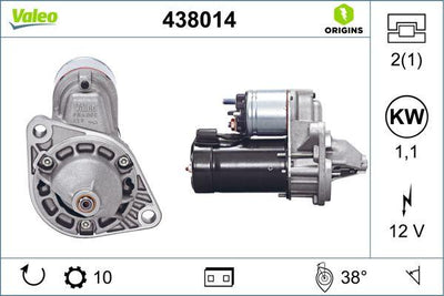 Valeo 438014 Starter Motor 12V 10 Outer Opel Astra F Vectra A/B 1.1KW 1.6/1.8/2.0 — Starting & Charging