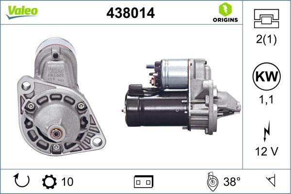 Valeo 438014 Starter Motor 12V 10 Outer Opel Astra F Vectra A/B 1.1KW 1.6/1.8/2.0