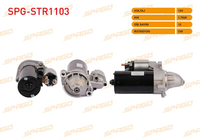 SPAGO SPG-STR1103 Starter Motor 12V 1.7Kw 12 Outer Cw (Str6440) C (W204)-E (W211)-Sprinter 06-18 (Diese — Starting & Charging