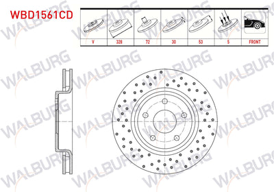 WALBURG WBD1561CD Brake Disc Front Air Coated Performance Drilled 5 Bjn 328X30x72x53 Jeep Commander 3. — Brake Rotors & Drums