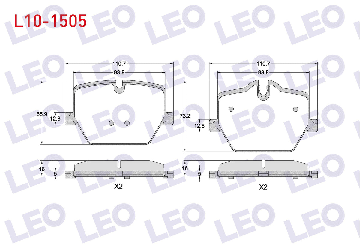 LEO L10-1505 Brake Pad Rear with Wear Indicator BMW 3 Series (G20) 2018-/ 4 Series (G22) 2019-/ Z4 (G29) 2019 — Brake Pads