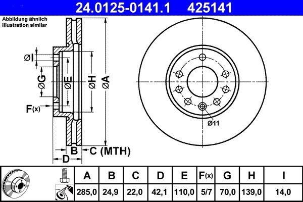 ATE 24.0125-0141.1 Brake Disc Opel Vectra C Set Front | Set of 2
