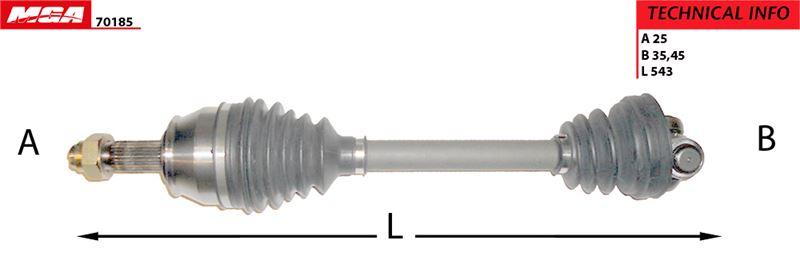 MGA 70185 Axle Right Long 54.3 Cm (Fiat: Fiorino 1.3Mjtd ABS.Sız 07-) — Axles, CV Joints & Boots