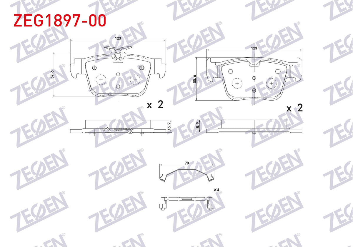 Zegen ZEG1897-00 Brake Pad Rear 300mm Disc VW Golf VIII-Caddy V 2020-/ Skoda Octavia IV (Nx3) 2020-/ Seat Leon (Kl1) 2019-/ Audi A3 Sportback (8Ya) 2019-/ Cupra Formentor 1.5 TSI 2020
