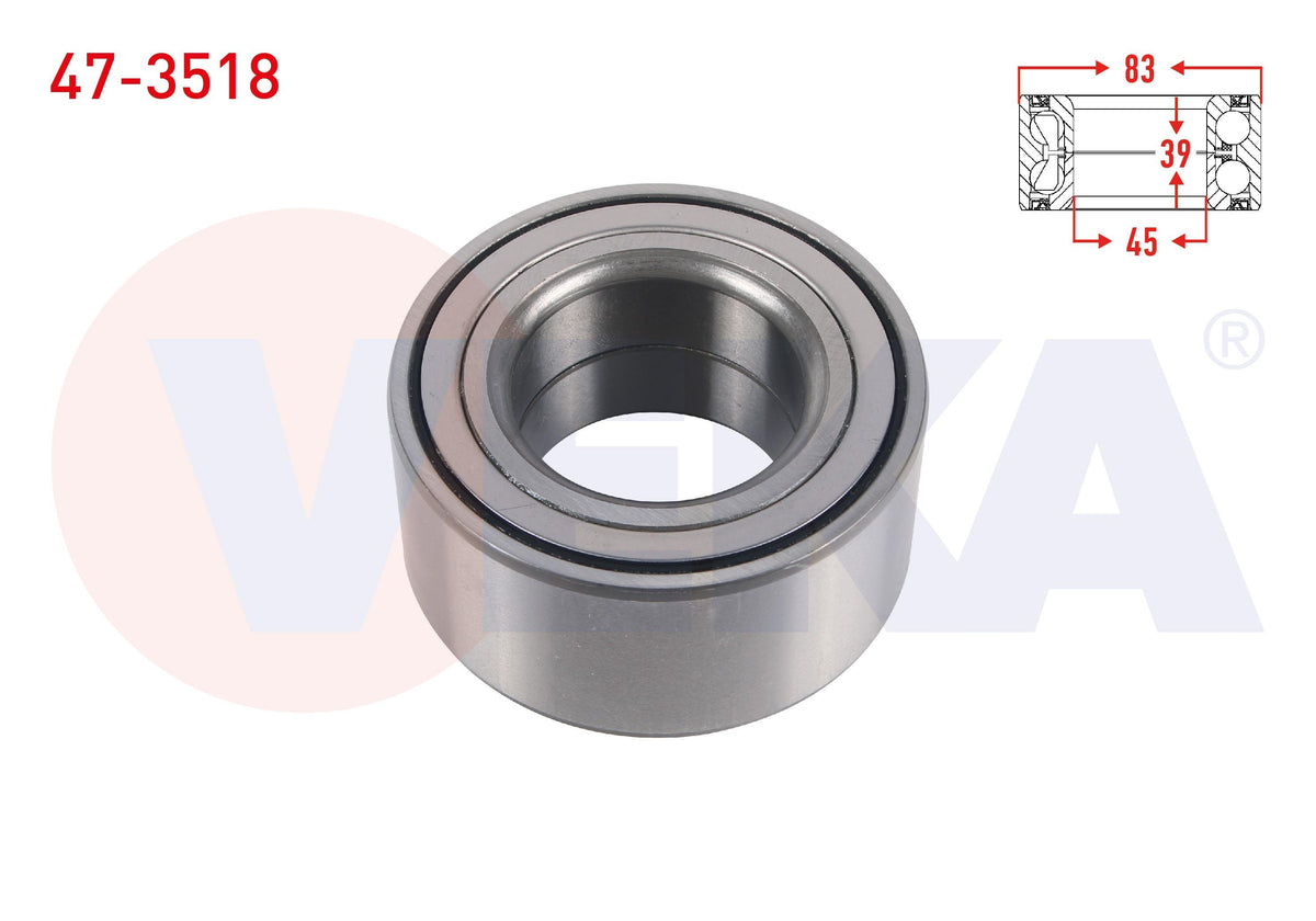 Veka 47-3518 Front Wheel Bearing Left-Right ABS Okuyuculu 45X83x39 Renault Kangoo 1.5 dCi 2008-/ Laguna III — Wheel Bearings
