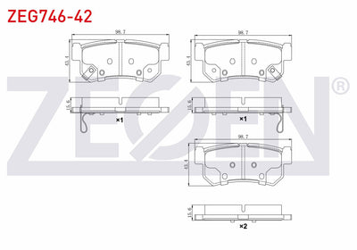 Zegen ZEG746-42 Brake Pad Rear Ssangyong Musso (Fj) 2.2 TD 1993-2004 — Brake Pads