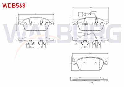 WALBURG WDB568 Brake Pad Front with Connector Volkswagen Transporter VI 2.0 TDI 102 Hp 2009-/ Transporter VI 2.0 — Brake Pads