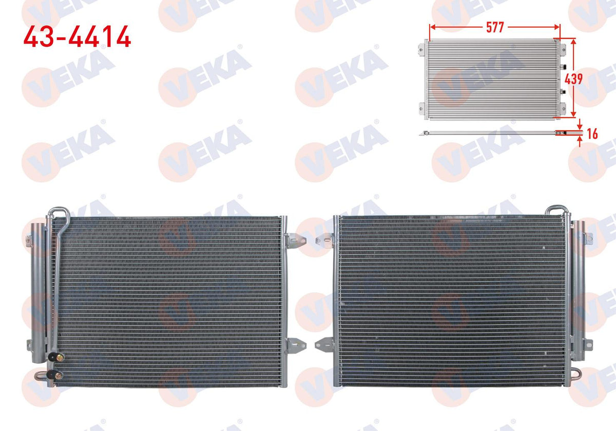 Veka 43-4414 A/C Condenser Volkswagen Passat (3C2) 1.6 FSI A-T / M-T 2005-2008 — Condensers & Evaporators
