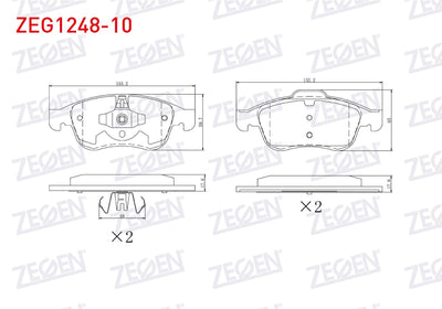 Zegen ZEG1248-10 Brake Pad Front 15-16 Rim Renault Captur I-II 13-/ Clio V 19-/ Fluence 10-/ Megane III 08-15 / Scenic 09-/ Zoe 19-/ Dacia Dokker 12-/ Duster 13-/ Lodgy 12-/ Nissan Juke (F16