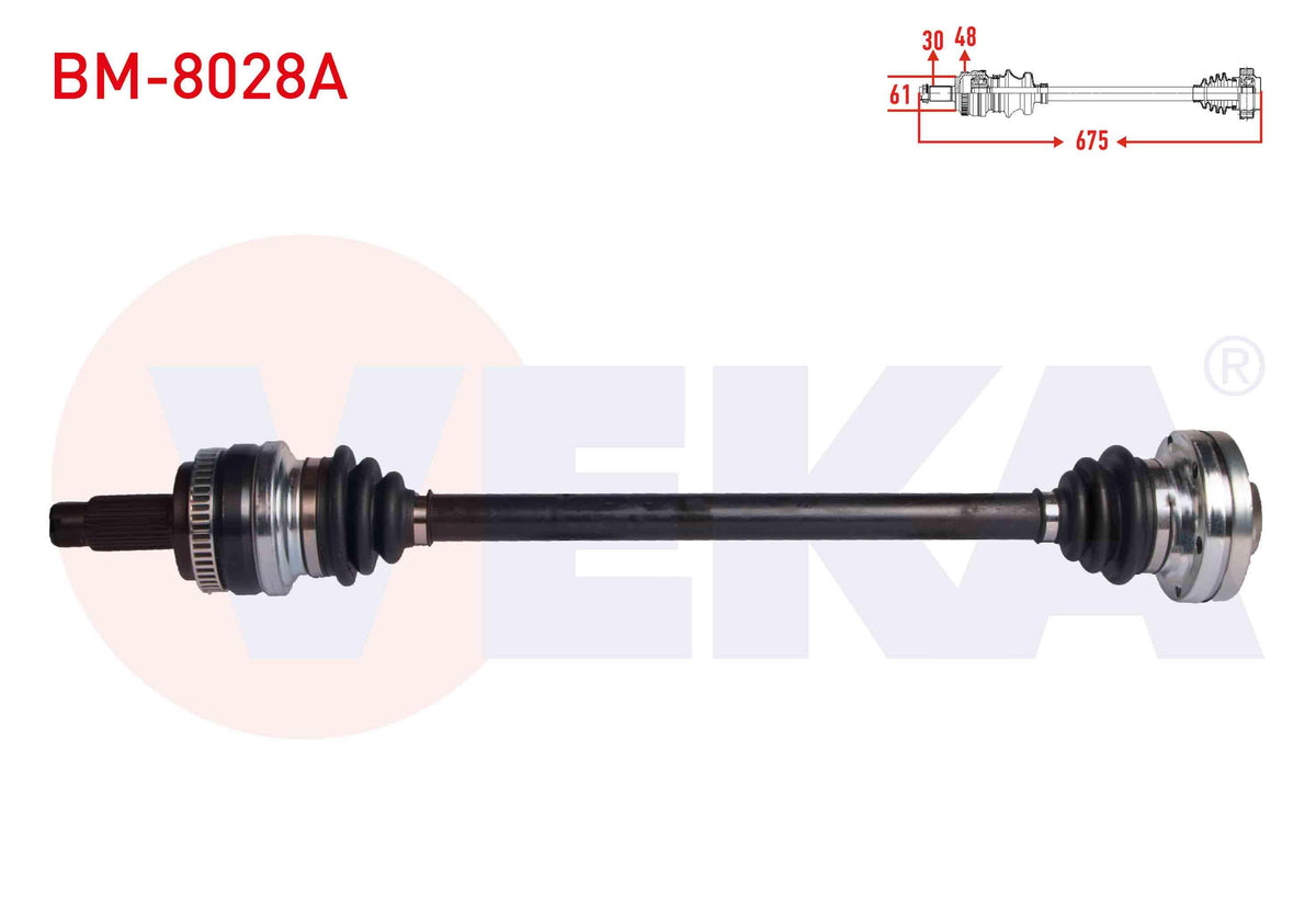 Veka BM-8028A Complete Axle Right Rear BMW X3 (E83) 2.0 D with ABS 48 Outer Length 675 mm 2004-201 — Axles, CV Joints & Boots