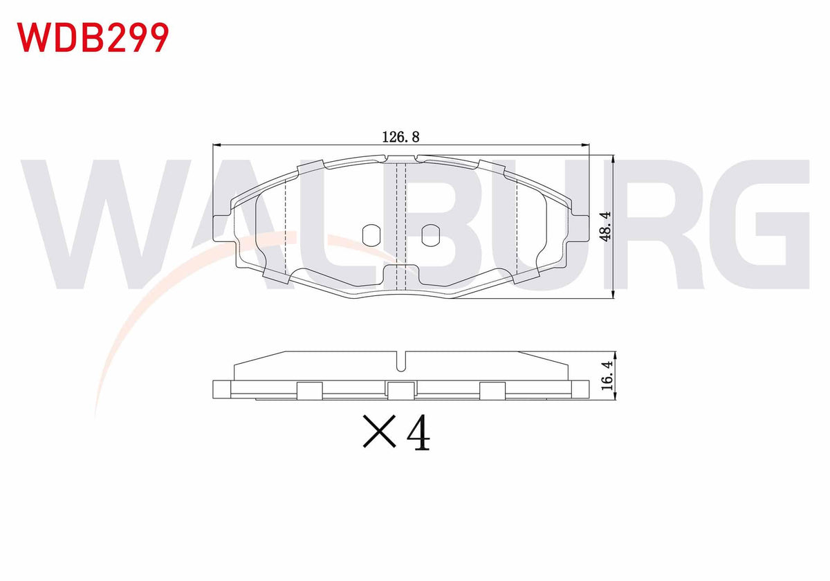 WALBURG WDB299 Brake Pad Front Chevrolet Spark 1.0i 2005-2010 / Spark 0.8i 2005-2010 / Daewoo Matiz 0.8i 1998-20 — Brake Pads