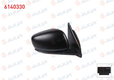 Alkar 6140330 Outer Rear View Mirror Right Electric Heated Primed with Turn Signal 9 Pin Renault — Tail, Signal & Reflectors