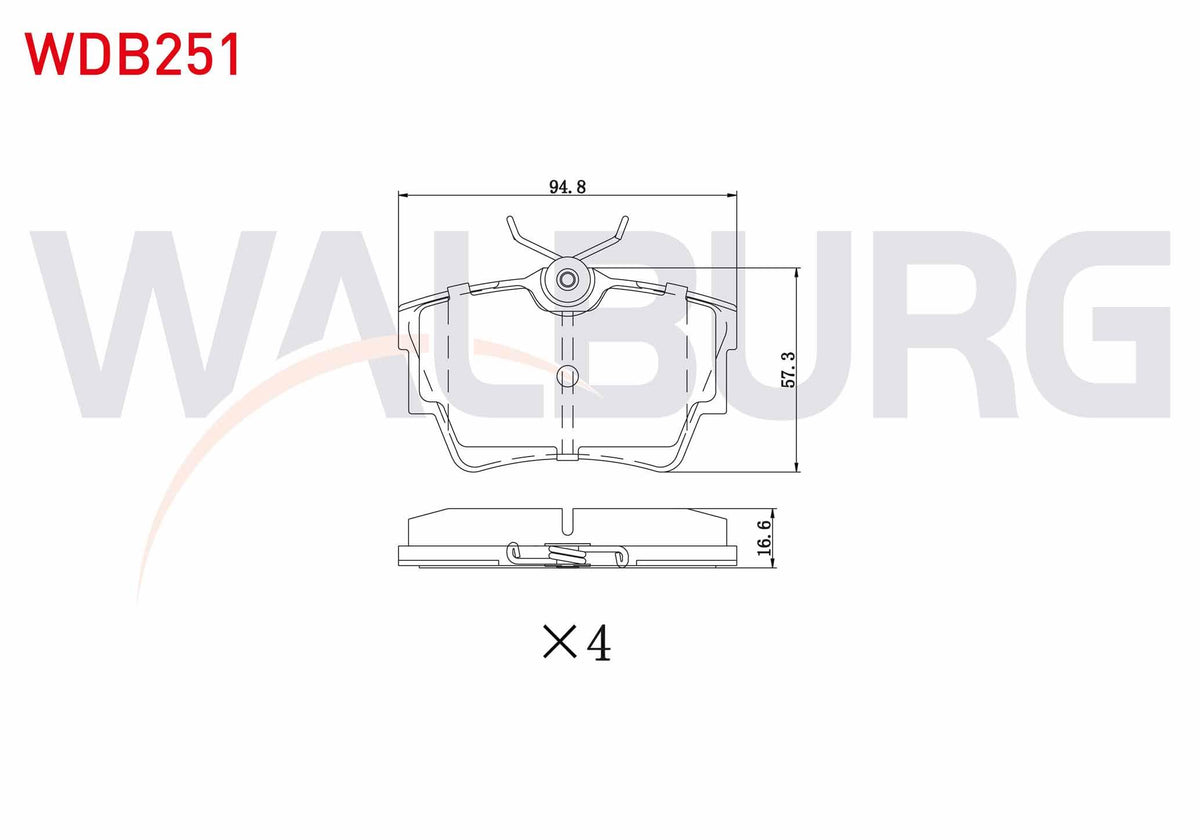 WALBURG WDB251 Brake Pad Rear Renault Traffic II 1.9 dCi-2.0 dCi 2001-2014 / Traffic III 1.6 dCi 2014-/ Opel Viv — Brake Pads