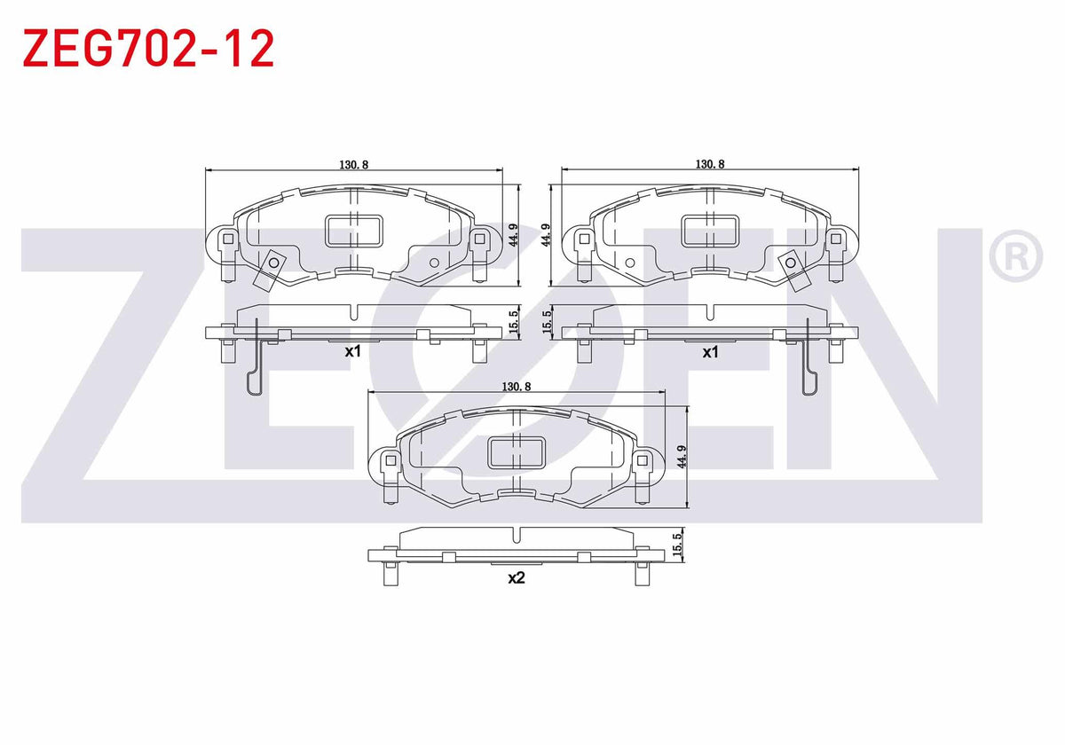 Zegen ZEG702-12 Brake Pad Front with Wear Indicator Opel Agila A (H00) 1.0 12V 2000-2007 / Agila A (H00) 1.2i 16 — Brake Pads