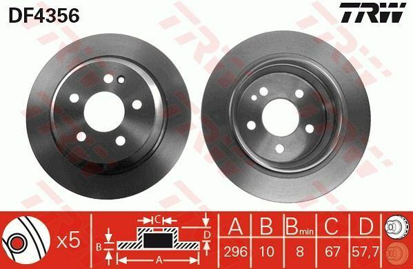 TRW DF4356 Rear Brake Rotor for Viano (W639) 03-07 — Brake Rotors & Drums