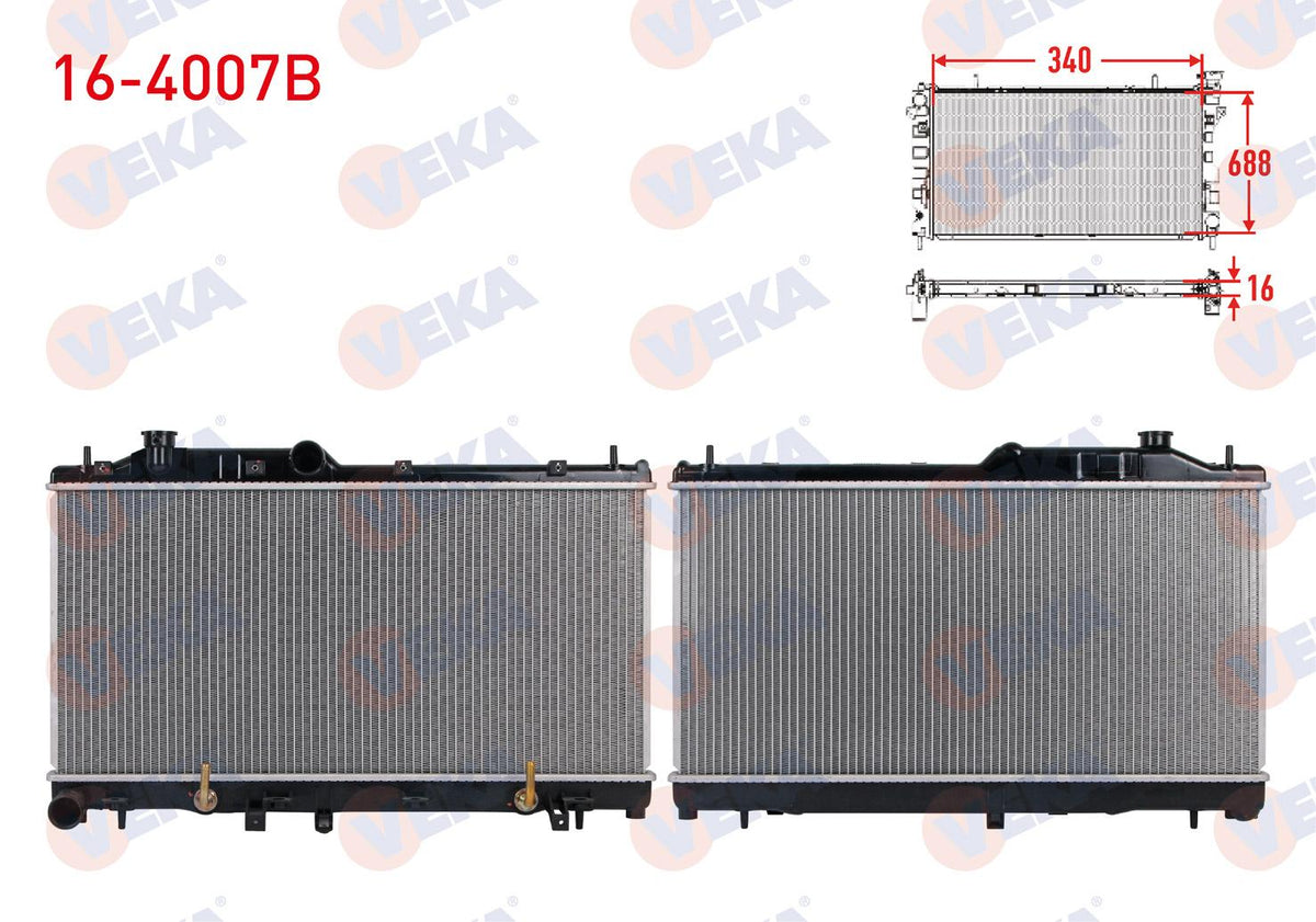 Veka 16-4007B Su Radiator Brazing Subaru Forester (Sh) 2.5 Awd 2008-2013 / Impreza (Gr) 1.5-2.0 Awd 2008-/ — Radiators & Fans