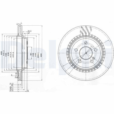 Delphi BG3726 Brake Disc (Twin Pack), Drilled — Brake Rotors & Drums
