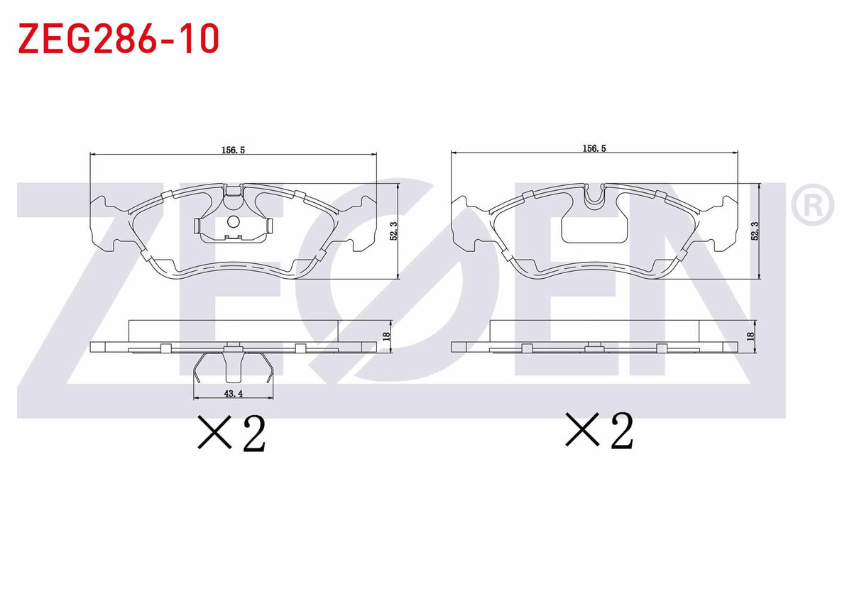 Zegen ZEG286-10 Brake Pad Front Opel Vectra B 1.6i 1995-2003 / Vectra B 1.8i 16V 1995-2003 / Vectra B 2.0 DTi 19 — Brake Pads