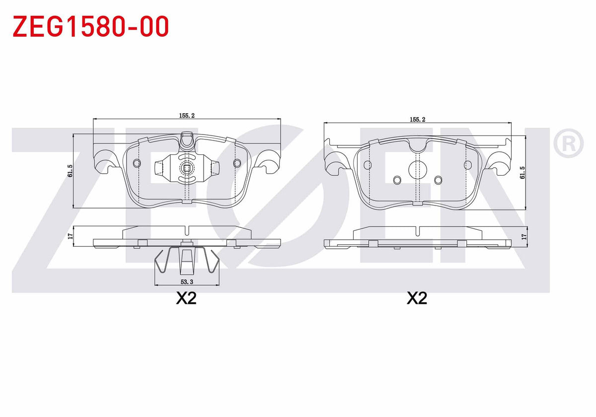 Zegen ZEG1580-00 Brake Pad Front Citroen C4 Picasso II 1.6 HDi 2013-/ C4 Picasso II 1.6 VTI 2013 — Brake Pads