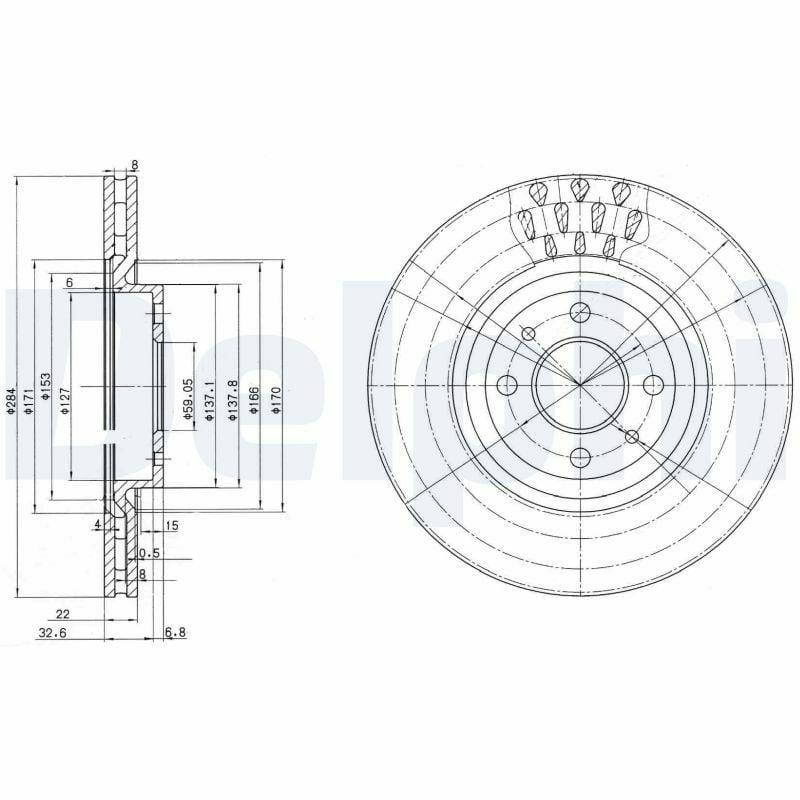 Delphi BG2617 Front Brake Disc - Compatible with Fiat Linea, Bravo and 2 more models — Brake Rotors & Drums
