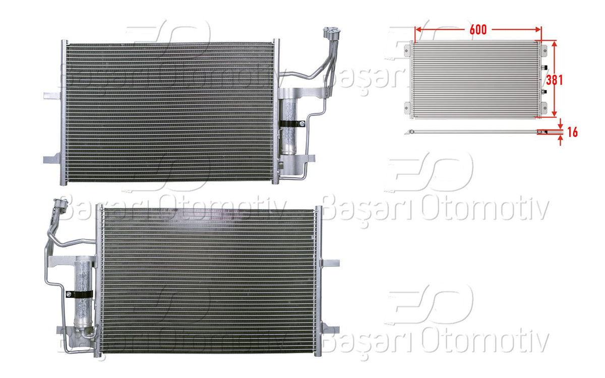 Wisco 3143482-00 A/C Condenser 600X381x16 Mazda3 5 1.3 1.6 2.0 2.3 03-08 — Condensers & Evaporators