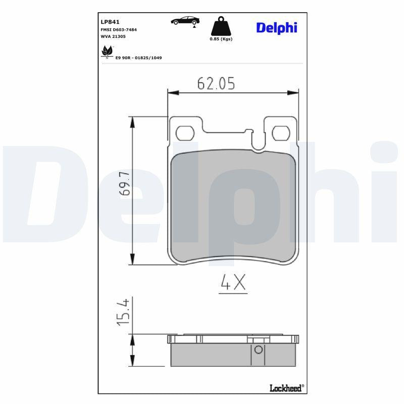 Delphi LP841 Brake Pad Rear Mercedes W210 W140 CLK C208 C209 A208 A209 C-Series W202 W203 Cl203 — Brake Pads