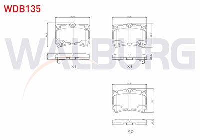 WALBURG WDB135 Brake Pad Front with Wear Indicator Mazda 323 III (Bf) 1.4 1985-1991 / 1.6 1985-1991 / 323 IV (Bg — Brake Pads