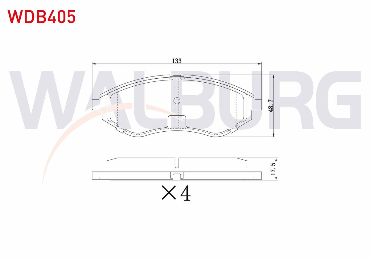 WALBURG WDB405 Brake Pad Front Chevrolet Kalos (T200) 1.2 2003-2008 / Kalos (T200) 1.4 2003-2008 / Aveo (T250) 1 — Brake Pads
