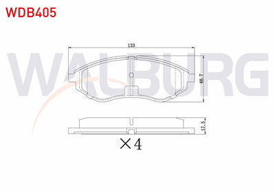 WALBURG WDB405 Brake Pad Front Chevrolet Kalos (T200) 1.2 2003-2008 / Kalos (T200) 1.4 2003-2008 / Aveo (T250) 1 — Brake Pads