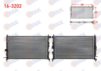 Veka 16-3202 Water Radiator Mechanical Opel Vectra B 1.6i M-T 1995-2003 — Radiators & Fans