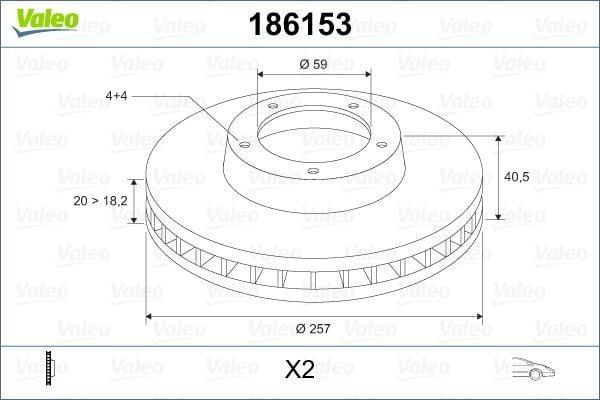VALEO 186153 Disc Brake for Doblo 1.9, Alb 1.3, Mra 1.8 — Brake Rotors & Drums