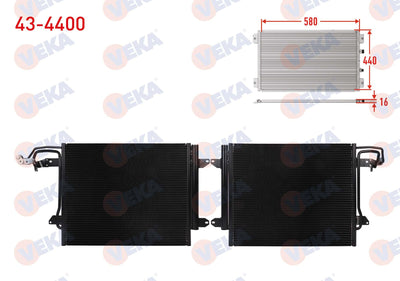 Veka 43-4400 A/C Condenser Volkswagen Caddy III (2Ka, 2Kh and 2 more models — Condensers & Evaporators