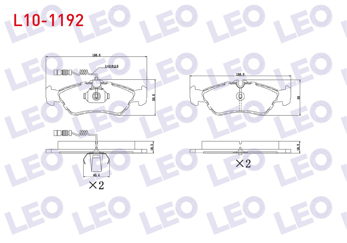 LEO L10-1192 Brake Pad Rear with Connector Sprinter 3T (903) 313 CDI 1995-2006 / (903) 310 D 1995-2006 / (903) 3 — Brake Pads