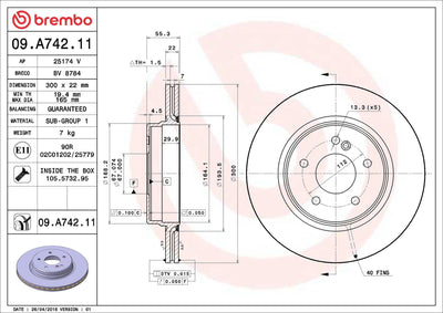 Brembo 09.A742.11 Brake Disc Rear UV Coated Mercedes W203 | Set of 2