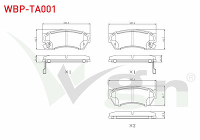 WGN WBP-TA001 Brake Pad Front with Wear Indicator Tata Indigo 1.4 D 2003-/ 1.4 2003-/ Suzuki Swift II 1.3i 1989 — Brake Pads