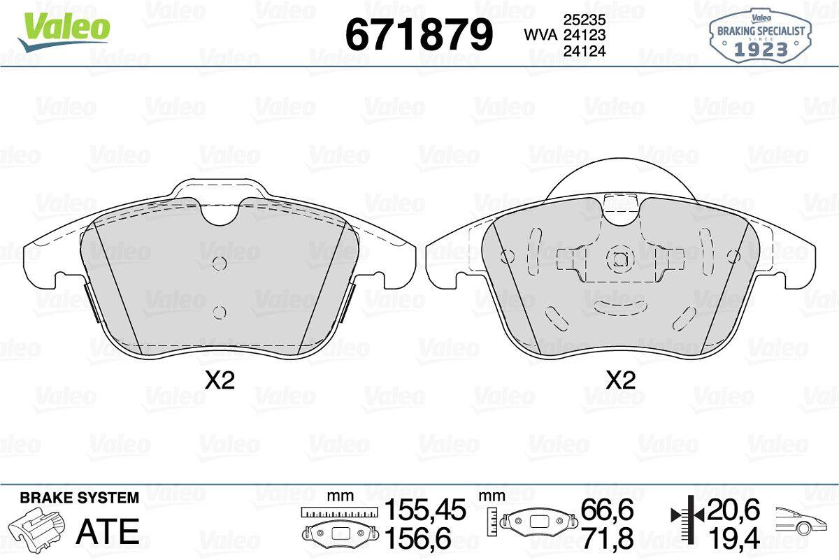 Valeo 671879 Brake Pad Front Range Rover Evoque 2.0-2.2Td4 2.2Sd4 06 / 11 — Brake Pads