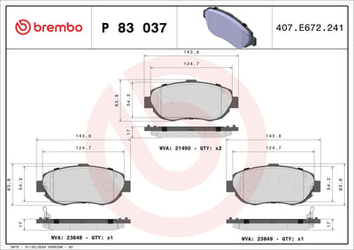 Brembo P83037 Brake Pad Front Lexus Gs 300 400 430 Toyota Aristo 3.0 90-97 — Brake Pads