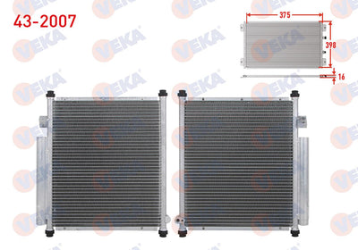 Veka 43-2007 A/C Condenser Honda Jazz II (Gd) 1.2 Small A/C 2002-2008 — Condensers & Evaporators