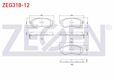 Zegen ZEG318-12 Brake Pad Front with Wear Indicator Hyundai Elantra I-II 1.5 1990-2000 / 1.6i 16V 1990-2000 / So — Brake Pads