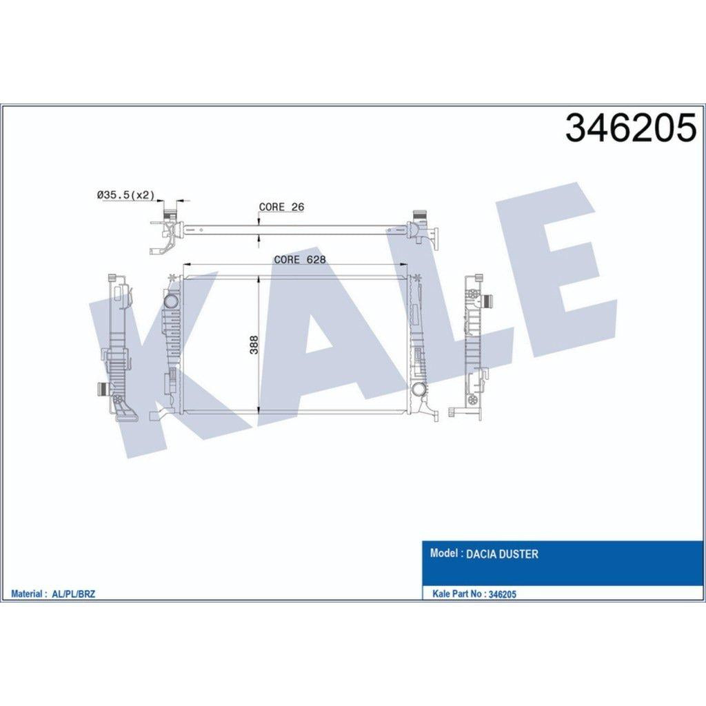 Kale 346205 Su Radiator Dacia Duster 1.5 dCi 2010> — Radiators & Fans