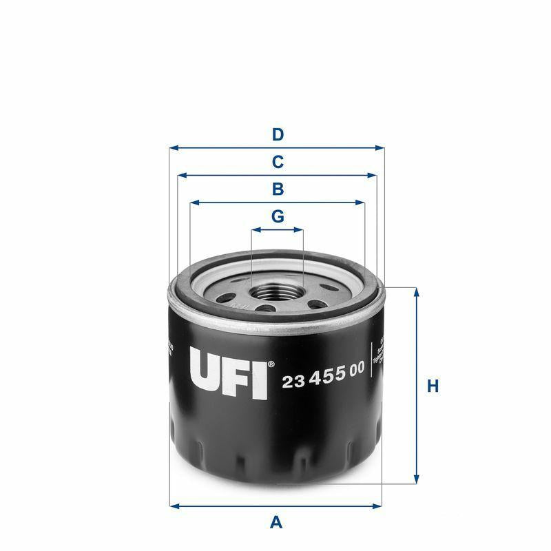 Ufi 23.455.00 Oil Filter Bravo 07=-Doblo 05=-1.9 Multijet Marea 1.9 JTD 01=-Stilo 1.9 JTD Multijet 03= — Oil Filters