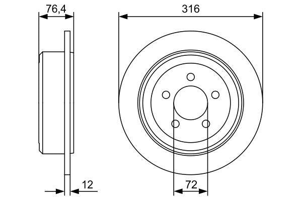 Bosch 0986479W22 Brake Disc Front (Dodge Nitro-Cherokee 2.84×4 08 -) — Brake Rotors & Drums