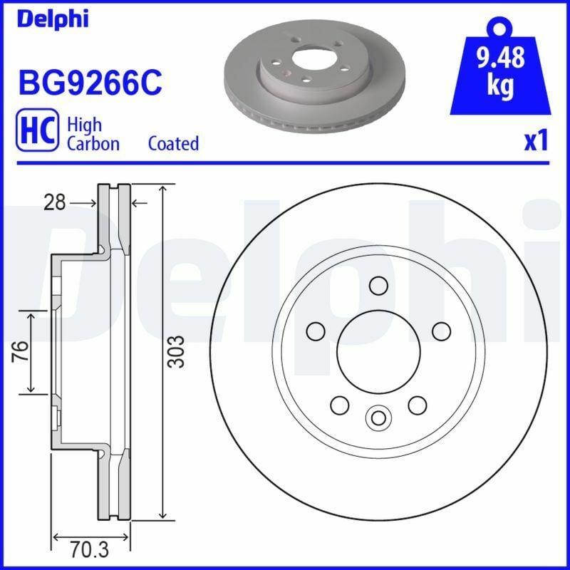Delphi BG9266C Brake Disc (Single Pack) - Painted, Drilled — Brake Rotors & Drums