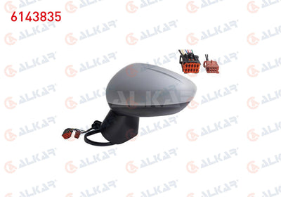 Alkar 6143835 Outer Rear View Mirror Left Electric Heated Primed Automatic Folding Blind Spot 7 + 2 Pin Opel Crossl — Mirrors
