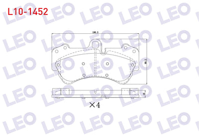 LEO L10-1452 Brake Pad Front Volkswagen Touareg 3.6 V6 FSI 17 Rim 2002-2010 / Touareg 2.5 Rs TDI 2002-2010 / Touareg 4.2 V8 2002-2010 / Porsche Cayenne 3.2i 17 Rim 2002-2010 / Cayenne 3.6i