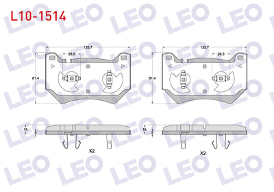 LEO L10-1514 Brake Pad Front Audi Q5 (Fyb) 2.0 TDI-2.0 TFSI Quattro 2016 — Brake Pads