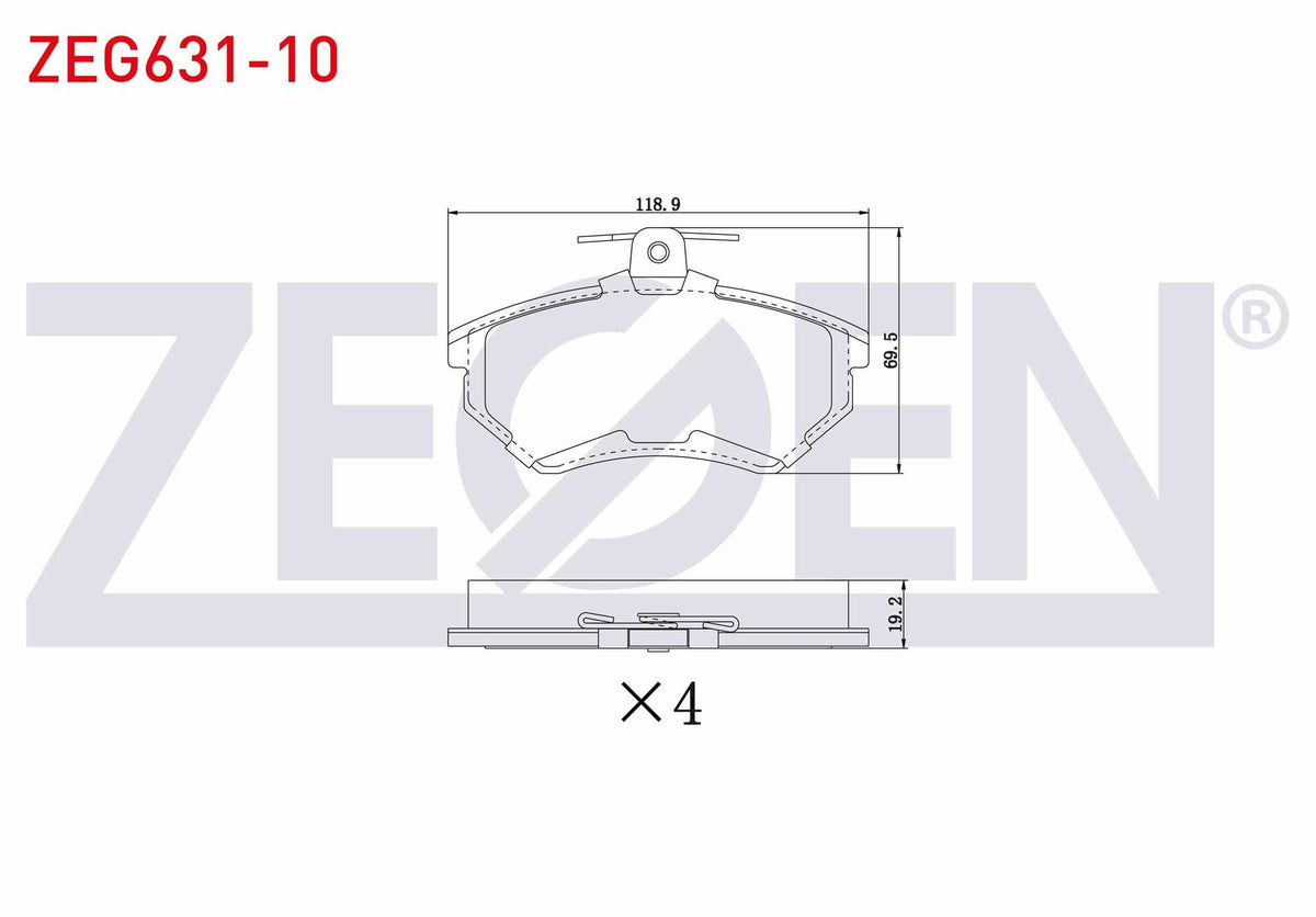 Zegen ZEG631-10 Brake Pad Front VW Passat 1.6 1996-2000 / Passat 1.9 TDI 1996-2000 / Passat 1.8 T 1996-2000 / Au — Brake Pads