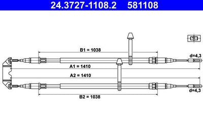 ATE 24.3727-1108.2 Brake Hose